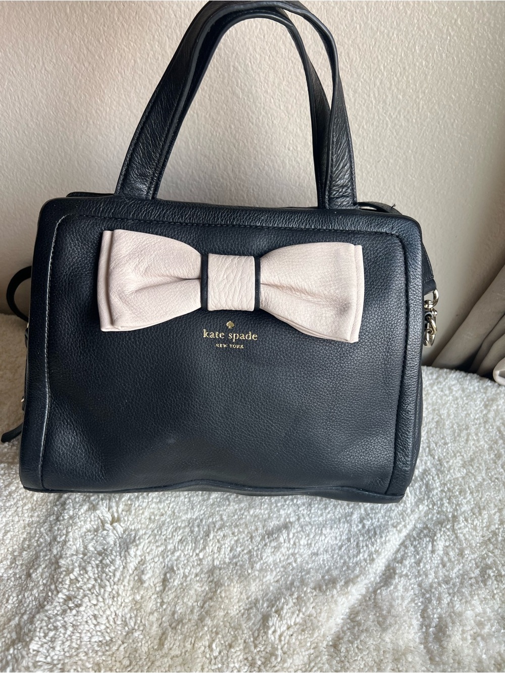 Kate Spade New York Murray Street Dominique Satchel in black pebbled leather